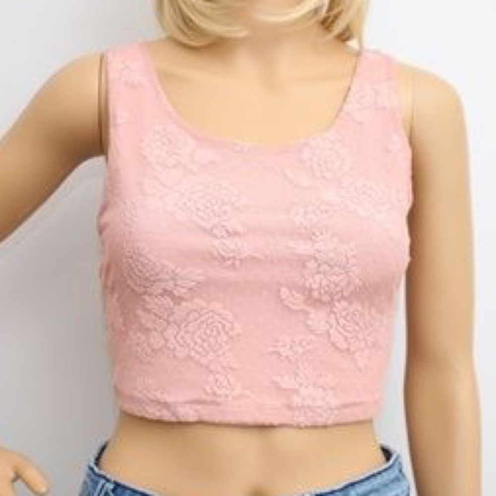 Pink floral-design sleeveless top